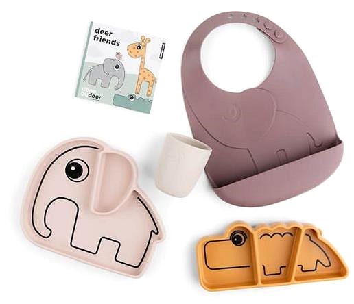 Children's dining set Done by Deer Gift box Stick&Stay pink mix .