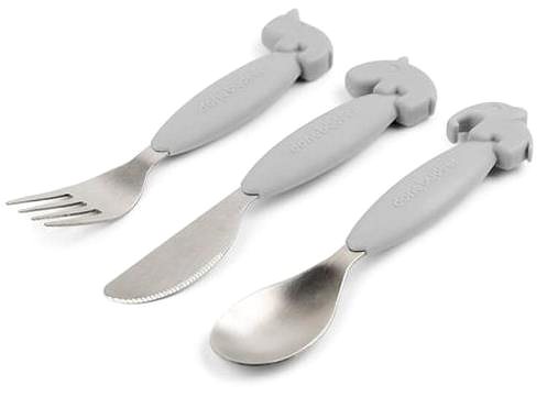 Children's cutlery Done by Deer Easy-grip cutlery set Deer friends - grey .