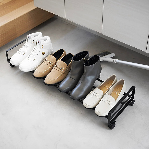 Shoe Rack YAMAZAKI Shoe rack with wheels Tower, black ...