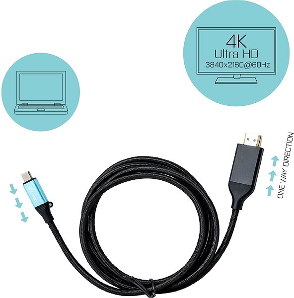 Adapter I-TEC USB-C HDMI Videoadapter 4K / 60Hz mit 200 cm Kabel Anschlussmöglichkeiten (Ports)