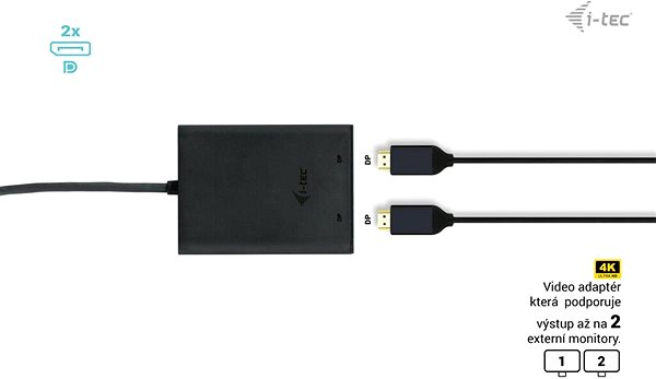 Adapter i-tec USB-C Dual 4K/60Hz (single 8K/30Hz) DP Video Adapter ...