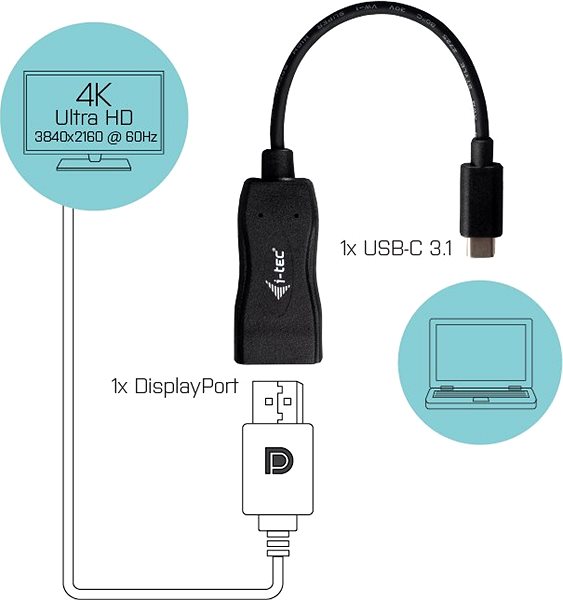 Adapter I-TEC USB-C Display Port Adapter 4K/60Hz ...