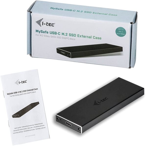 Hard Drive Enclosure I-Tec MySafe USB-C M.2 SATA Drive Metal Extern Case ...