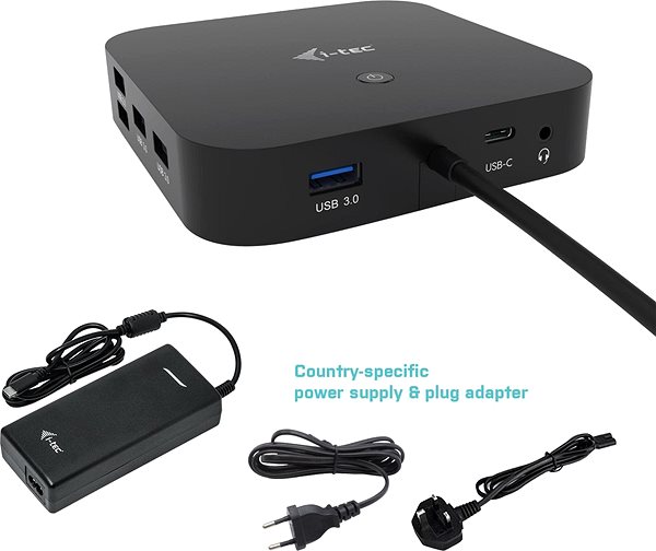 Dokkoló állomás i-tec USB-C HDMI DP Docking Station + i-tec Universal Charger 112W Csatlakozási lehetőségek (portok)