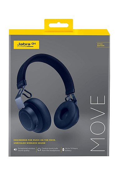 Wireless Headphones Jabra Move Wireless, Navy Blue Packaging/box