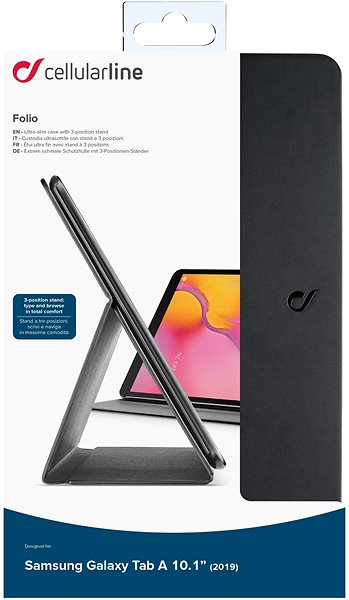Tablet Case Cellularline FOLIO for Samsung Galaxy Tab A 10.1 (2019), Black Packaging/box