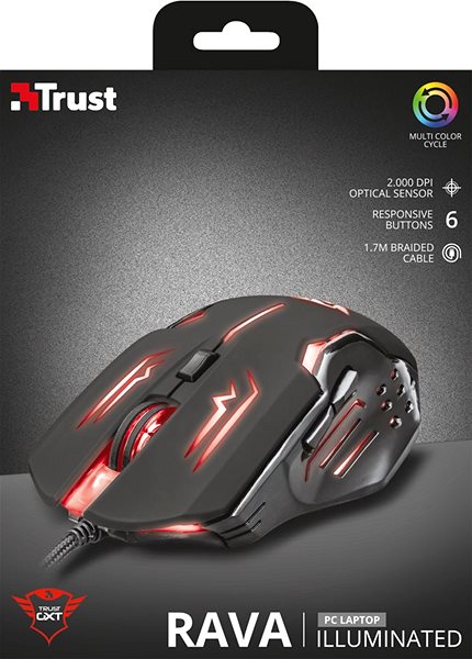 Gamer egér Trust GXT 108 Rava Illuminated Gaming Mouse Csomag tartalma