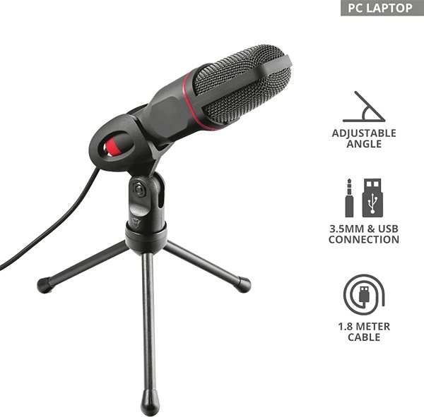 Microphone Trust GXT 212 Mico Red Features/technology