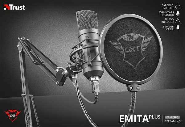 Microphone Trust GXT 252 + Emita Plus Streaming Microphone ...