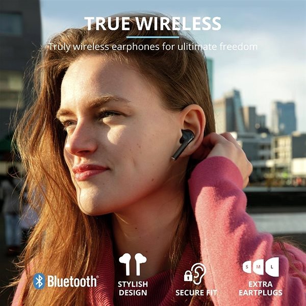Wireless Headphones Trust Nika Touch Bluetooth Wireless Earphones, Black Lifestyle
