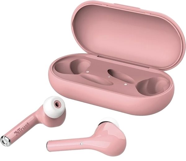 Vezeték nélküli fül-/fejhallgató Trust Nika Touch Bluetooth Wireless Earphones rózsaszín Oldalnézet