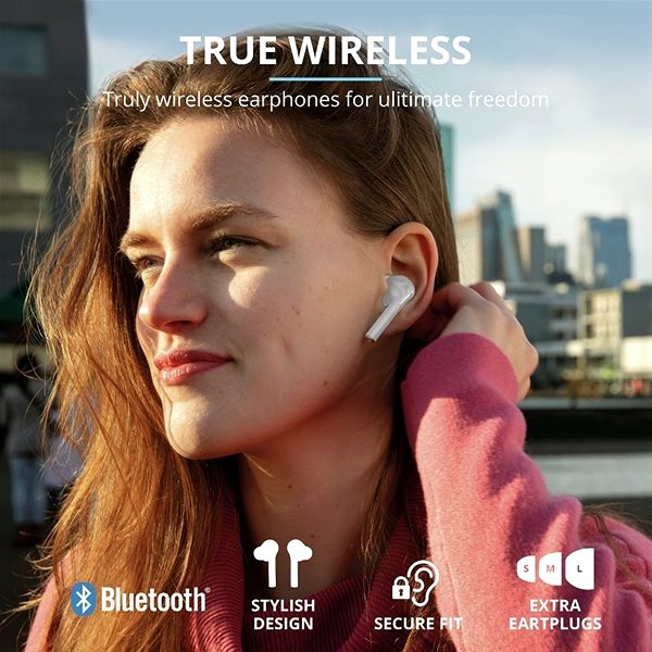 Wireless Headphones Trust Nika Touch Bluetooth Wireless Earphones, White Lifestyle