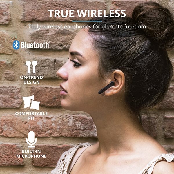 Wireless Headphones Trust Primo Touch BT Earphones, Black Lifestyle