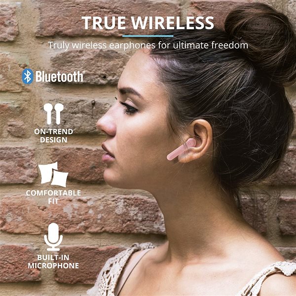 Wireless Headphones Trust Primo Touch BT Earphones, Pink Lifestyle