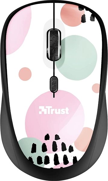 Mouse Trust Yvi Wireless Mouse Pink Circles Screen