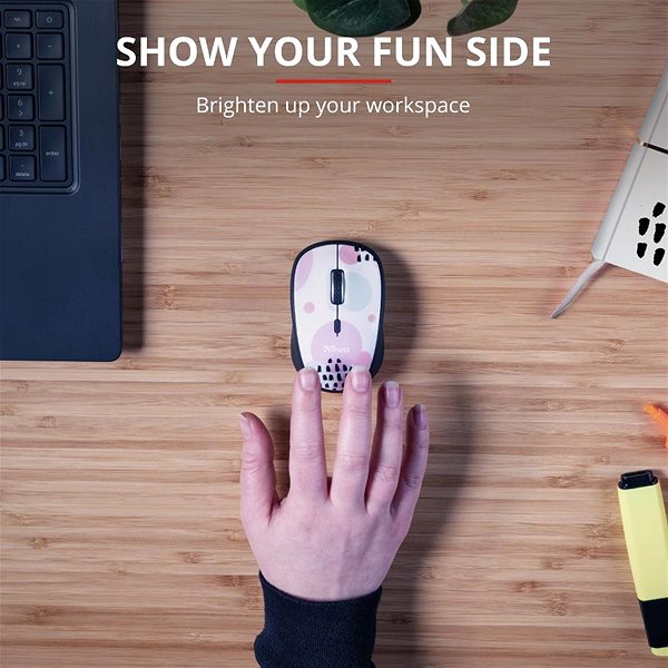 Maus Trust Yvi Wireless Mouse Pink Circles Mermale/Technologie