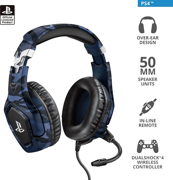 Gaming Headphones Trust GXT 488 Forze PS4 and PS5 Blue Features/technology