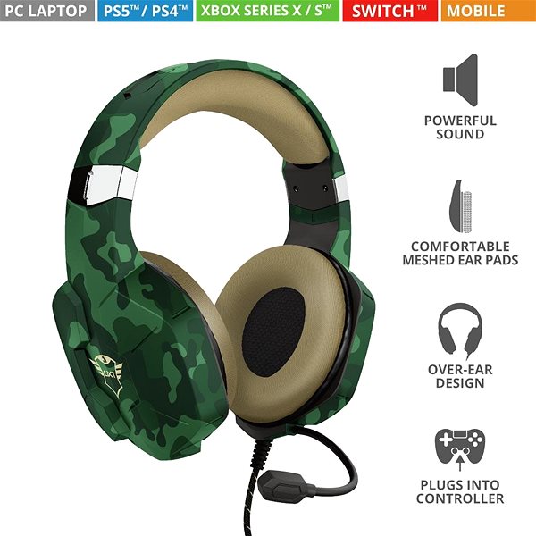 Gaming-Headset Trust GXT 323C CARUS HEADSET JUNGLE CAMO ...
