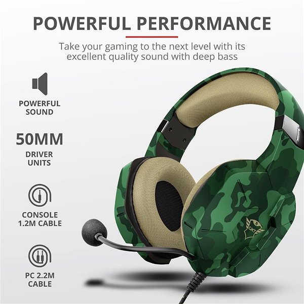 Gaming-Headset Trust GXT 323C CARUS HEADSET JUNGLE CAMO Mermale/Technologie