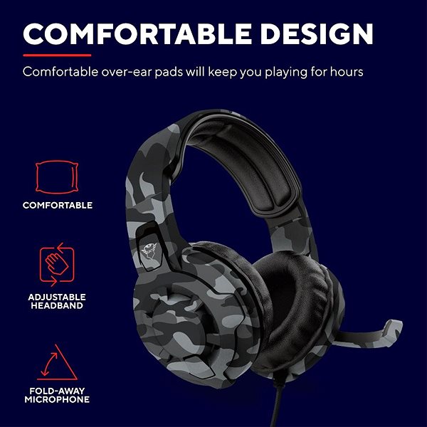 Gaming-Headset Trust GXT 411K RADIUS HEADSET BLACK CAMO Mermale/Technologie