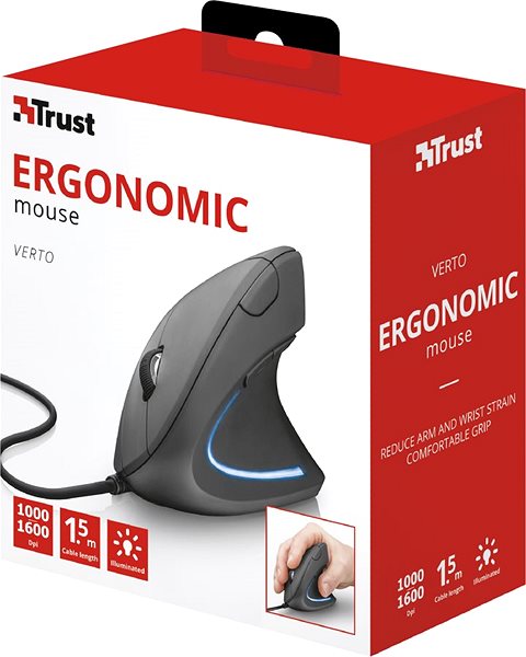 Mouse Trust Verto Ergonomic Mouse Packaging/box