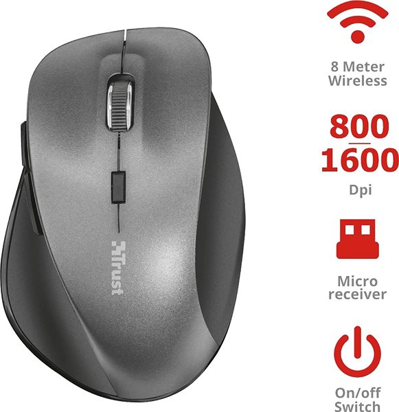 Egér Trust Ravan Wireless Mouse Jellemzők/technológia