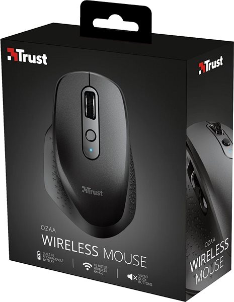 Egér Trust Ozaa Rechargeable Wireless Mouse - fekete Csomagolás/doboz