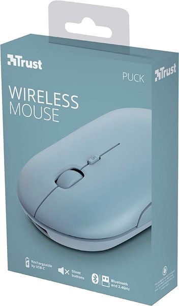 Egér Trust Puck Wireless BT Silent Mouse - kék Csomagolás/doboz