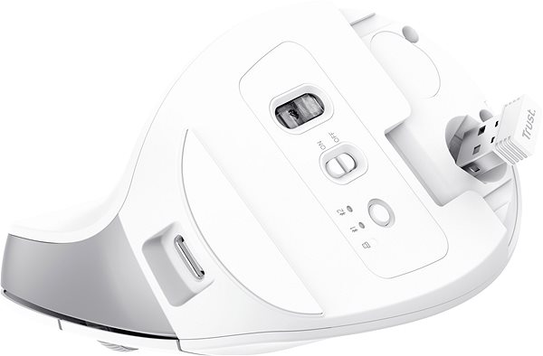 Egér Trust BAYO+ Advanced Ergonomic Wireless Mouse, fehér ...