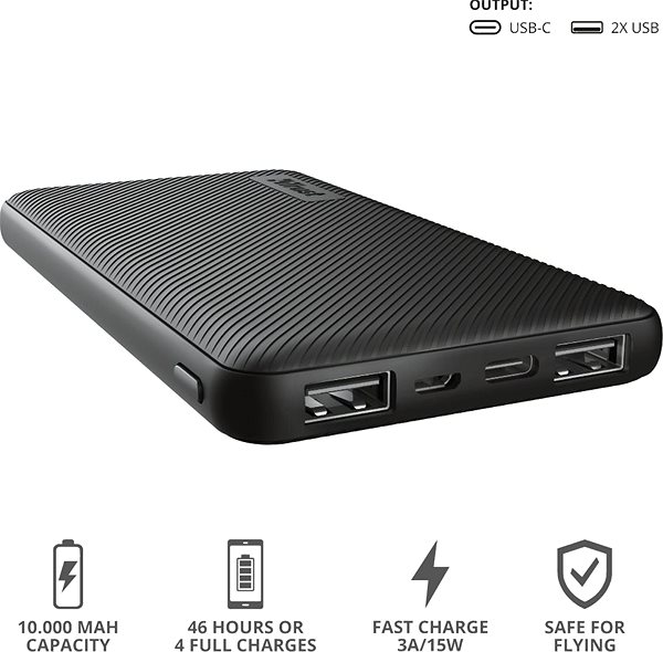 Power Bank Trust Primo Powerbank 10000 Black Features/technology