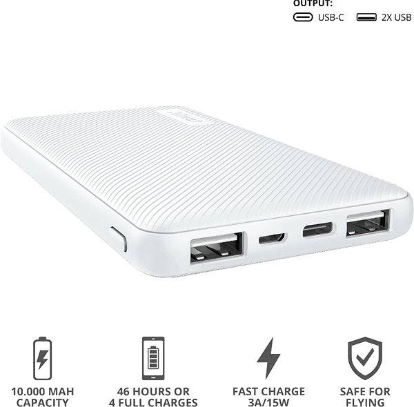 Power Bank Trust Primo Powerbank 10000 White Features/technology