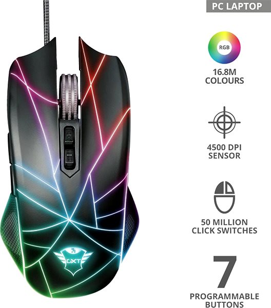 Gaming Mouse Trust GXT 160X Ture RGB Features/technology