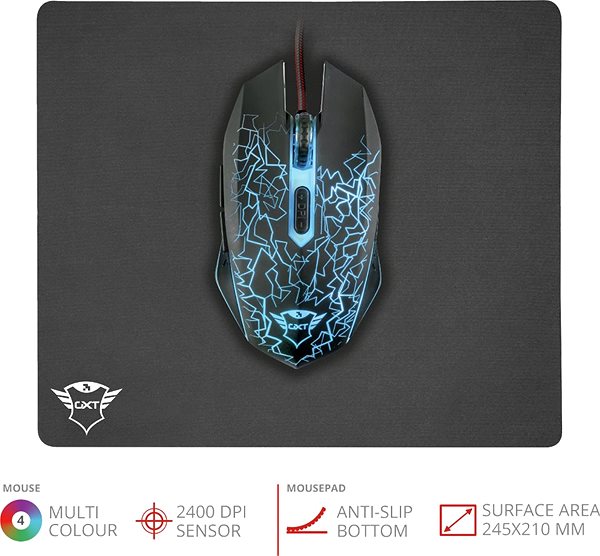 Gaming Mouse Trust GXT783 IZZA MOUSE & PAD Screen