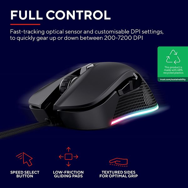 Herná myš Trust GXT922 YBAR Gaming Mouse ECO ...