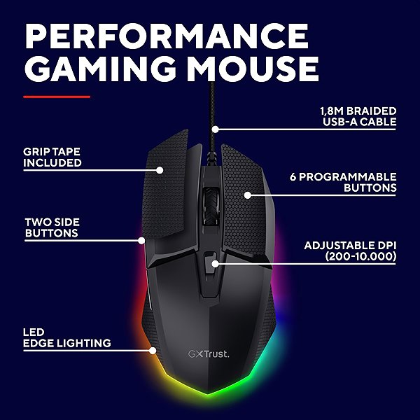 Gaming Mouse Trust GXT121 FELOX+ Illuminated Gaming Mouse ...