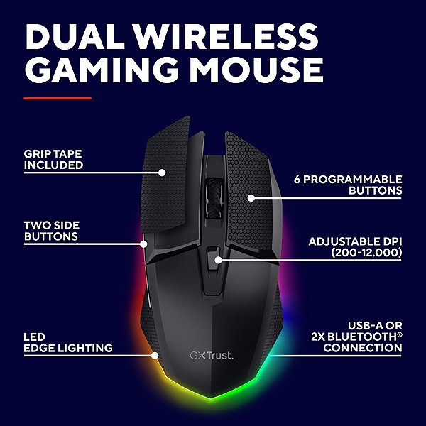 Gaming Mouse Trust GXT122 FELOX+ Dual Wireless Mouse ...