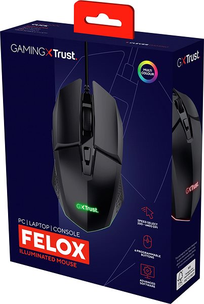 Gamer egér Trust GXT109 FELOX Gaming Mouse Black ...