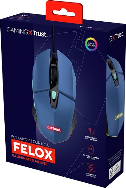 Gamer egér Trust GXT109B FELOX Gaming Mouse Blue ...
