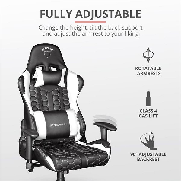 Gaming Chair Trust GXT708W Resto Chair, White Features/technology