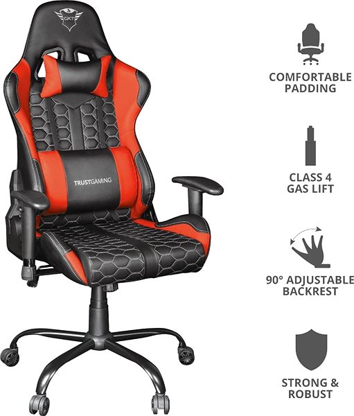 Gaming Chair Trust GXT 708R Resto Chair Red Features/technology