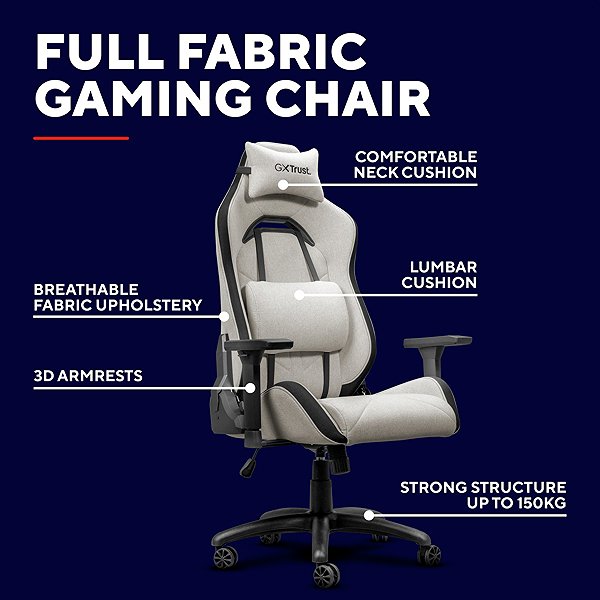 Trust GXT723B RUYA Premium Fabric Gaming Chair Beige.