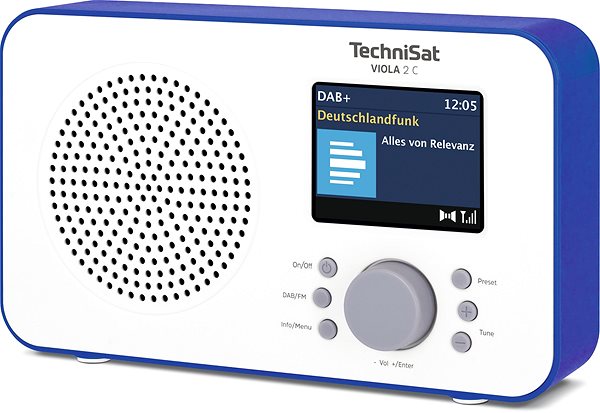 Rádio TechniSat Viola 2 C biela/modrá Bočný pohľad