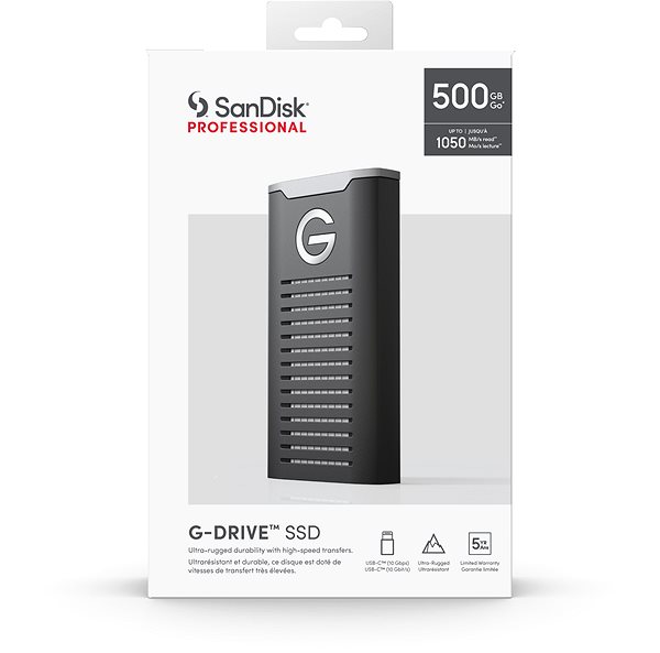 External Hard Drive SanDisk Professional G-DRIVE SSD 500GB Packaging/box