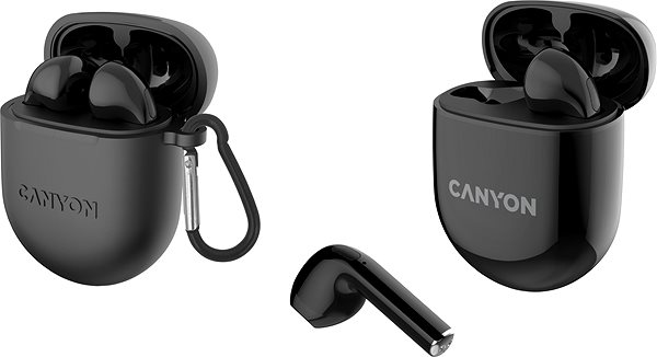 Vezeték nélküli fül-/fejhallgató Canyon TWS-6 BT, fekete ...