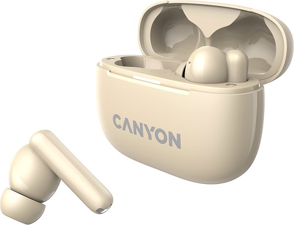 Vezeték nélküli fül-/fejhallgató Canyon TWS-10 BT, bézs ...