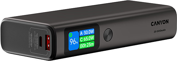 Power Bank Canyon PB-230, 20000 mAh, PD 130W, TFT display, dark grey ...