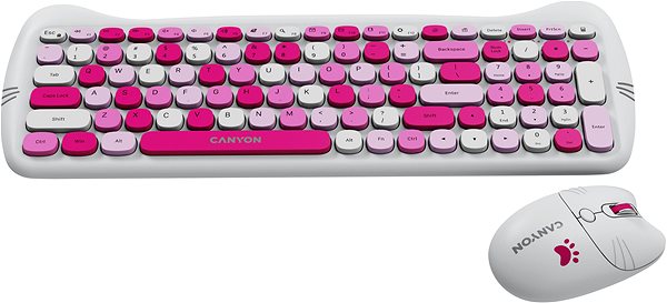 Keyboard and Mouse Set Canyon Kitty edition HSET-W6, pink - CZ/SK ...