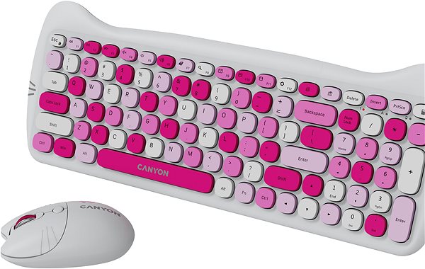 Keyboard and Mouse Set Canyon Kitty edition HSET-W6, pink - CZ/SK ...