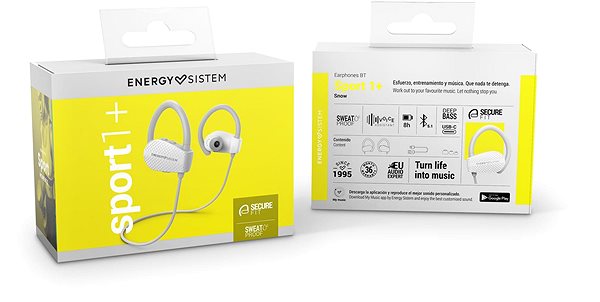Wireless Headphones Energy Sistem Earphones Bluetooth Sport 1+ Snow Packaging/box