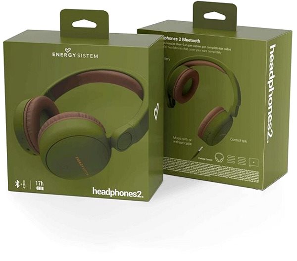 Wireless Headphones Energy Sistem Headphones 2 Bluetooth MK2 Green Packaging/box